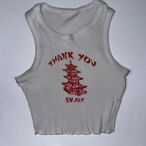 Cropped Chinese Take Out “Thank You” Tank Top in Size Small